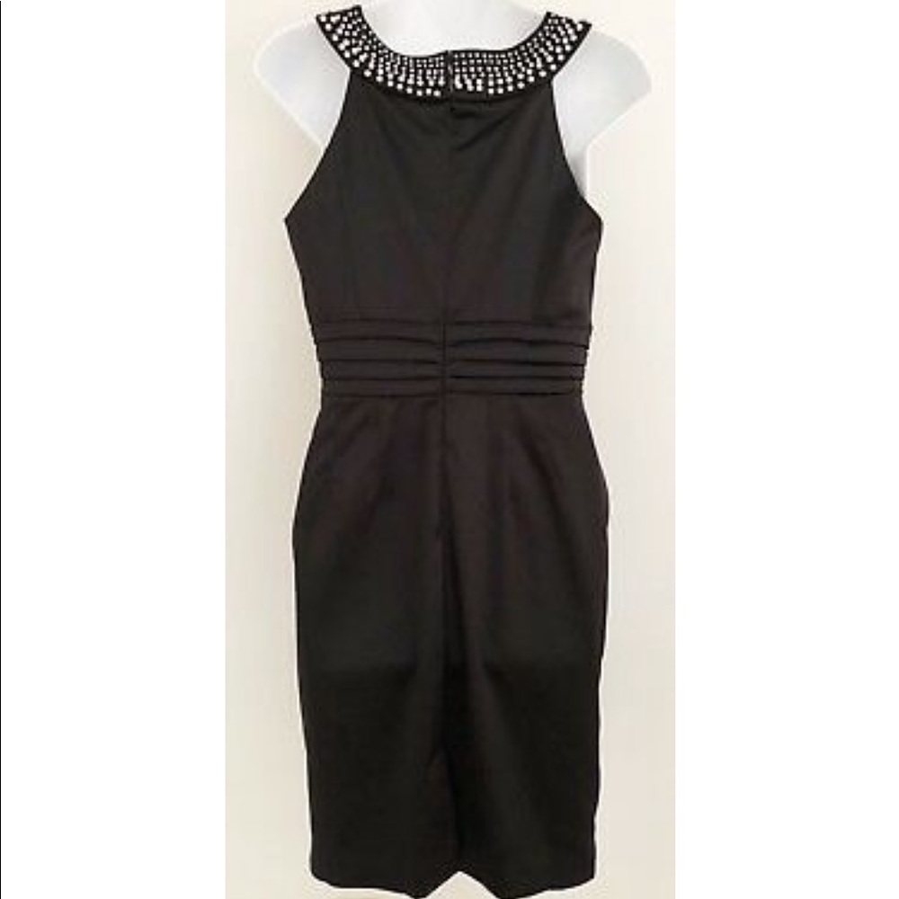 WHBM Black Pearled Neckline Dress Sz 0 - Picture 4 of 8
